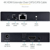 StarTech.com 4K HDMI Extender Over CAT5/CAT6 Cable, 4K 60Hz Video Extender Up to 230ft (70m), HDMI Over Ethernet Cabling, S/PDIF Audio Out