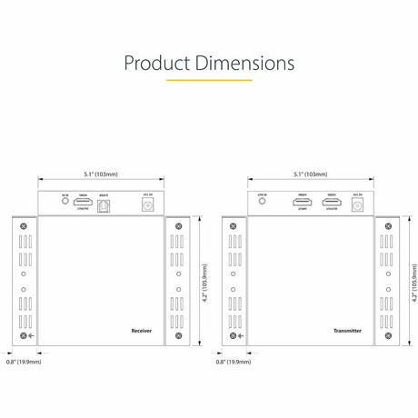StarTech.com 4K HDMI Extender Over CAT5/CAT6 Cable, 4K 60Hz Video Extender Up to 230ft (70m), HDMI Over Ethernet Cabling, S/PDIF Audio Out