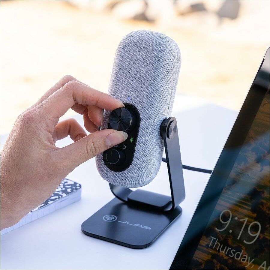 JLab Go Talk Wired Condenser, Dynamic Microphone for Studio, Podcasting, Gaming, Recording, Music - White