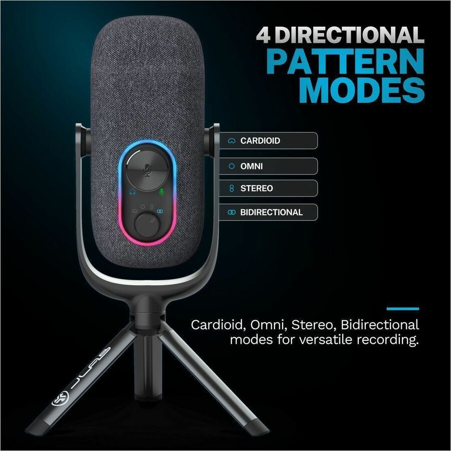 JLab Epic Talk Wired Condenser Microphone for Gaming, Recording, Podcasting, Music - Black