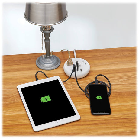 Eaton Tripp Lite Series Safe-IT 30W 2-Outlet Surge Protector - 5-15R Outlets, 3 USB Ports, 6 ft. (1.8 m) Cord, 300 Joules, Antimicrobial Protection, White