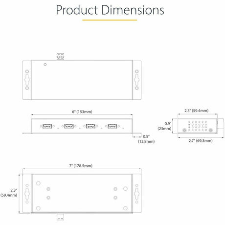 StarTech.com 4-Port Industrial USB 3.0 5Gbps Hub, Rugged USB Hub w/ ESD & Surge Protection, DIN/Wall/Desk Mountable, USB-A Expansion Hub
