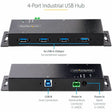 StarTech.com 4-Port Industrial USB 3.0 5Gbps Hub, Rugged USB Hub w/ ESD & Surge Protection, DIN/Wall/Desk Mountable, USB-A Expansion Hub