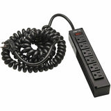 Eaton Tripp Lite Series Safe-IT 6-Outlet Surge Protector - 10 ft. Spiral Cord, 5-15P Plug, 300 Joules, Antimicrobial Protection, Black