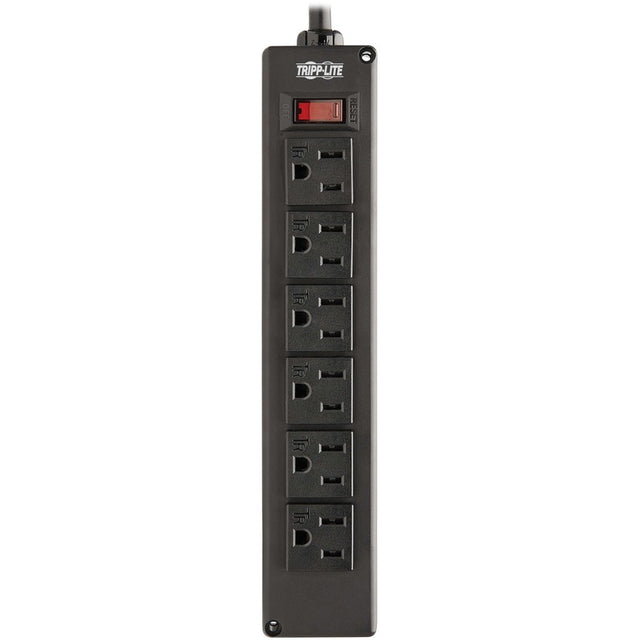 Eaton Tripp Lite Series Safe-IT 6-Outlet Surge Protector - 10 ft. Spiral Cord, 5-15P Plug, 300 Joules, Antimicrobial Protection, Black