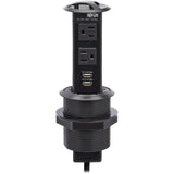 Eaton Tripp Lite Series Power It! 2-Outlet Pop-Up Power and Charging Dock - 2x USB-A, 6 ft. Cord, Antimicrobial Protection, Black