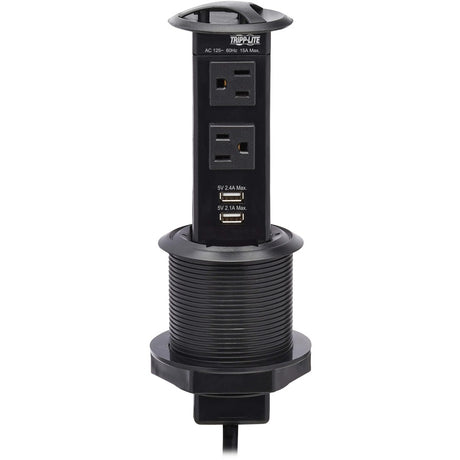 Eaton Tripp Lite Series Power It! 2-Outlet Pop-Up Power and Charging Dock - 2x USB-A, 6 ft. Cord, Antimicrobial Protection, Black