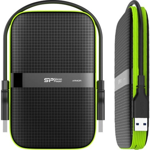 Silicon Power Armor A60 5 TB Portable Solid State Drive - External - Black/Black, Black/Green