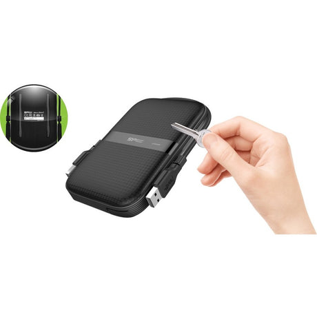 Silicon Power Armor A60 5 TB Portable Solid State Drive - External - Black/Black, Black/Green