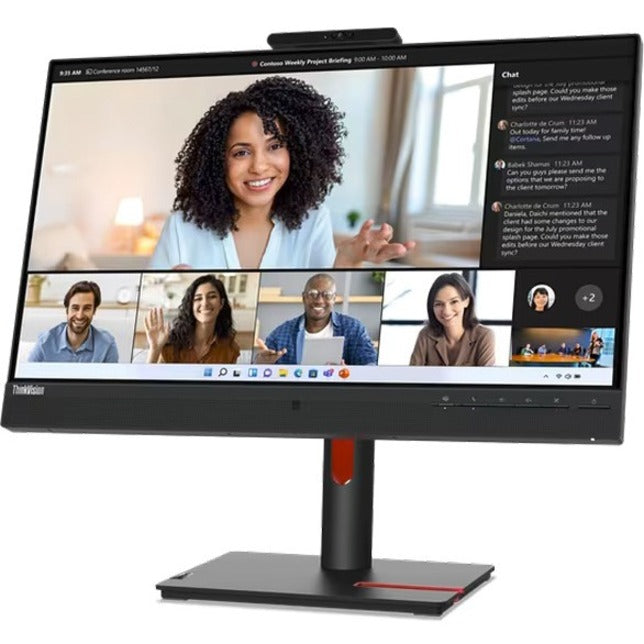 Lenovo ThinkVision T24mv-30 24" Class Webcam Full HD LED Monitor - 16:9 - Raven Black