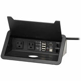 Eaton Tripp Lite Series Power It! 2-Outlet In-Desk Power and Charging Dock - 4x USB-A, USB-B, HDMI, RJ11, RJ45, 10 ft. Cord, Antimicrobial Protection, Black