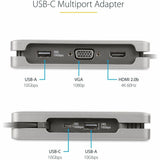 StarTech.com USB-C Multiport Adapter, HDMI/VGA, 4K 60Hz, 3-Port USB Hub, 100W PD Pass-Through, GbE, Mini Docking Station, 1ft/30cm Cable