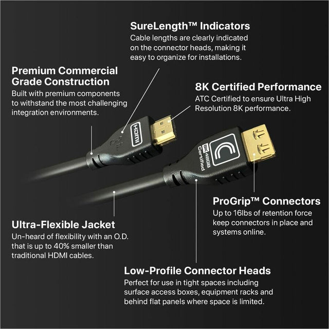 Comprehensive MicroFlex&trade; Pro AV/IT Integrator Series&trade; Active Ultra High Speed 8K 48G HDMI Cable with ProGrip&trade; Jet Black 15ft