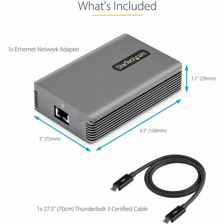 StarTech.com Thunderbolt 3 to Ethernet Adapter, 10GbE, Multi-Gigabit Thunderbolt 3 to RJ45 Network Adapter, TB3/TB4 10GbE NIC