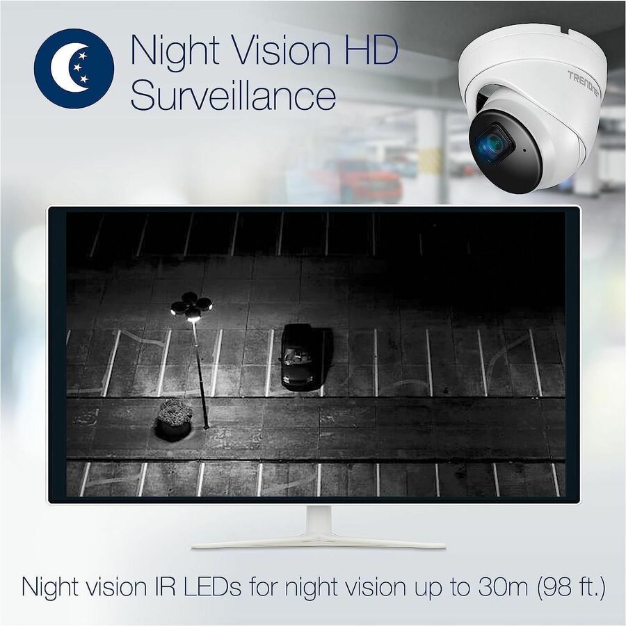TRENDnet Indoor Outdoor 5MP H.265 PoE IR Fixed Turret Network Camera, IP66 Rated Housing, IR Night Vision up to 30m (98 ft.), Security Surveillance Camera, microSD Card Slot, White, TV-IP1515PI