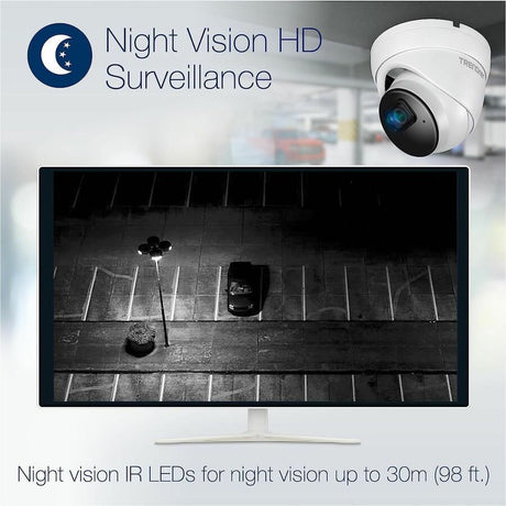 TRENDnet Indoor Outdoor 5MP H.265 PoE IR Fixed Turret Network Camera, IP66 Rated Housing, IR Night Vision up to 30m (98 ft.), Security Surveillance Camera, microSD Card Slot, White, TV-IP1515PI