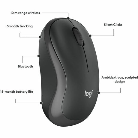Logitech M240 Silent Bluetooth Mouse, Wireless, Compact, Portable, Smooth Tracking, Graphite