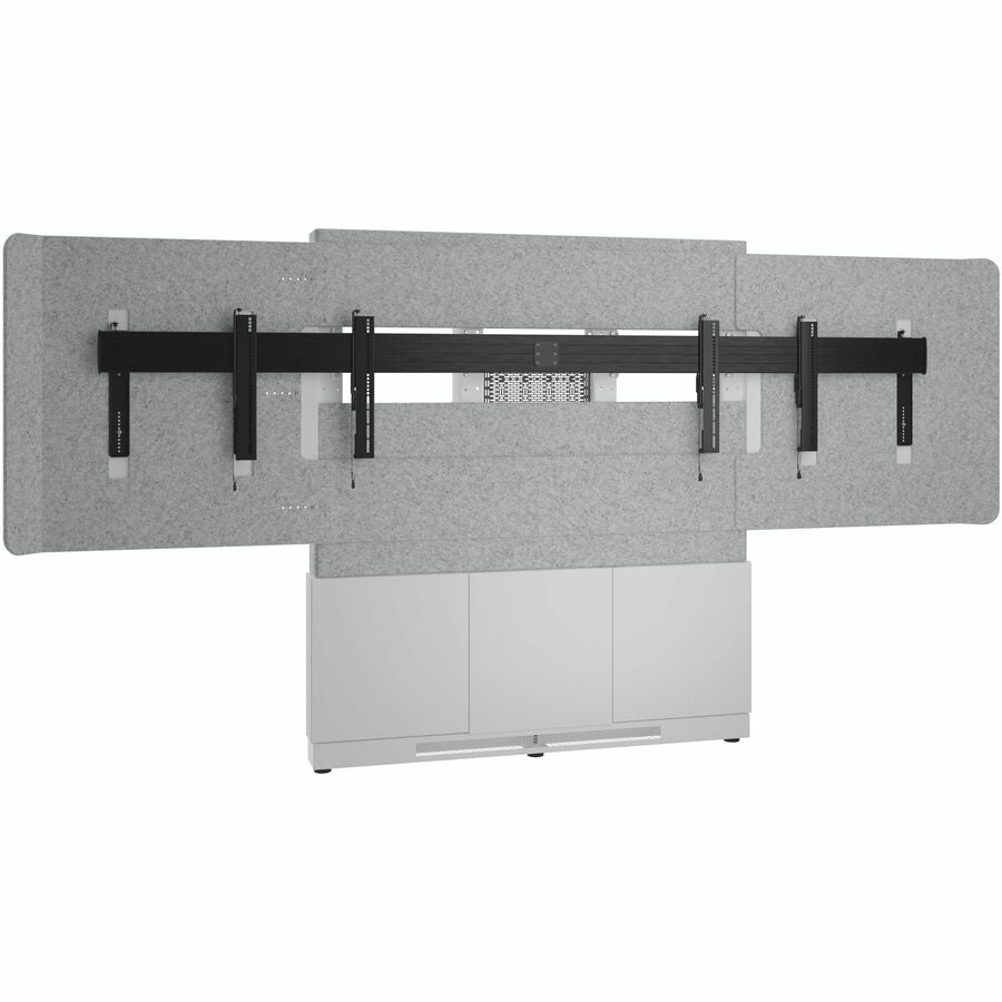 Middle Atlantic Forum Series 4RU Floor-to-Wall Mounted 3-Bay Dual Display Stand - Light Finish