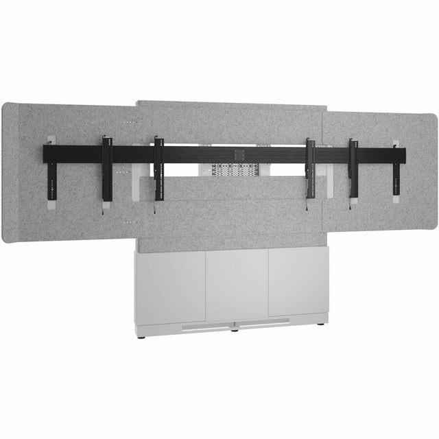 Middle Atlantic Forum Series 4RU Floor-to-Wall Mounted 3-Bay Dual Display Stand - Light Finish