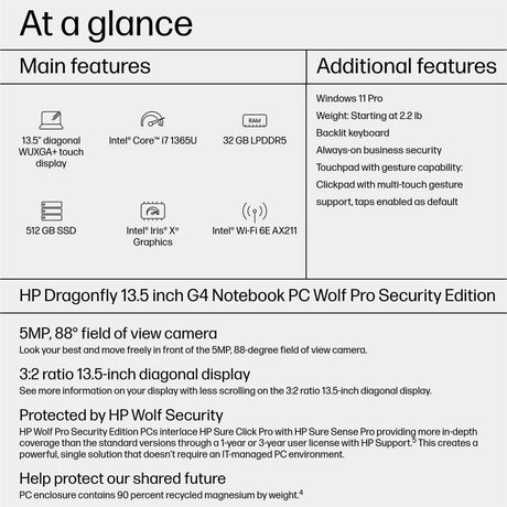 HP 13.5" Touchscreen Notebook - WUXGA+ - Intel Core i7 13th Gen i7-1365U - Intel Evo Platform - 32 GB - 512 GB SSD - English Keyboard