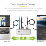 StarTech.com Dual-Laptop USB-C KVM Docking Station, Dual Monitor 4K 60Hz DisplayPort KVM Dock, 5x USB Hub, GbE, 90W/45W PD, Windows/Mac