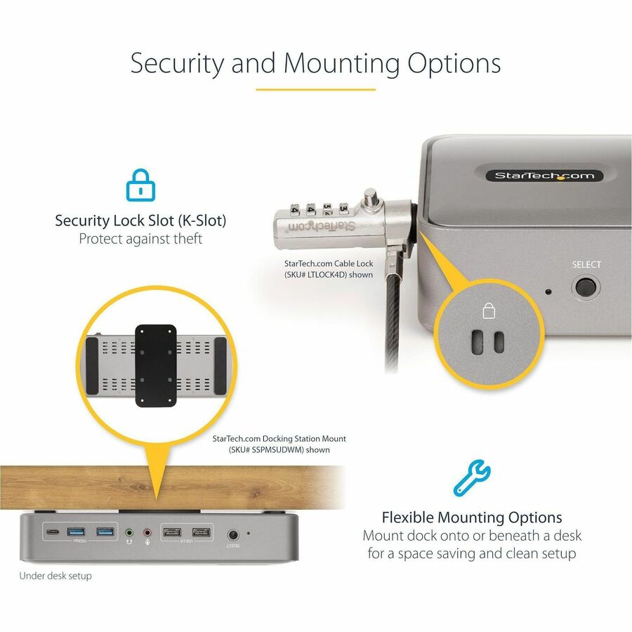 StarTech.com Dual-Laptop USB-C KVM Docking Station, Dual Monitor 4K 60Hz DisplayPort KVM Dock, 5x USB Hub, GbE, 90W/45W PD, Windows/Mac