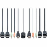 StarTech.com 2-Port Dual-Monitor DisplayPort Cable KVM Switch, 4K 60Hz, Compact KVM with 5ft/1.5m Integrated Host Cables, Bus Powered