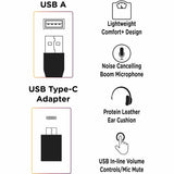 Morpheus 360 Connect USB Mono Headset with Boom Microphone - Noise Cancelling - Reversible Design - Eco-Leather Ear Cushion - Inline Volume - HS5200MU