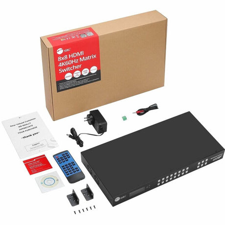 SIIG 8x8 HDMI 4K60Hz Matrix Switcher with LCD - 18Gbps- Downscaling- EDID Management - ARC- Audio Embedded/Extraction
