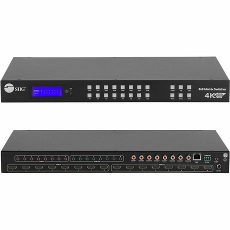 SIIG 8x8 HDMI 4K60Hz Matrix Switcher with LCD - 18Gbps- Downscaling- EDID Management - ARC- Audio Embedded/Extraction