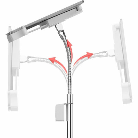 CTA Digital Compact Gooseneck Floor Stand with Accessories for 7-13-Inch Tablets (White)
