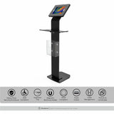 CTA Premium Locking Floor Stand Kiosk with Universal Security Enclosure, Keyboard Tray, and Storage Compartment (Black)