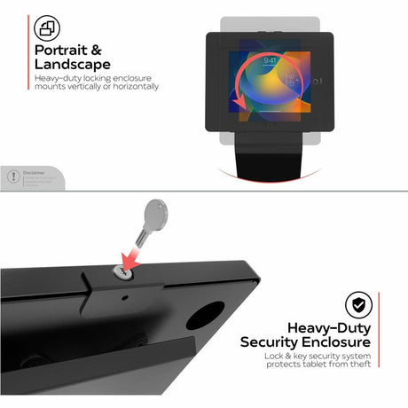 CTA Premium Locking Floor Stand Kiosk with Universal Security Enclosure, Keyboard Tray, and Storage Compartment (Black)