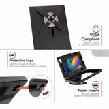 CTA Premium Locking Floor Stand Kiosk with Universal Security Enclosure, Keyboard Tray, and Storage Compartment (Black)