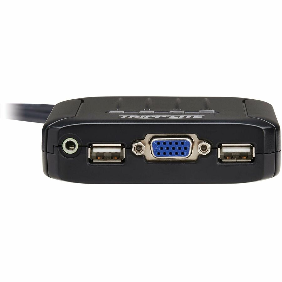 Eaton Tripp Lite Series 4-Port VGA KVM Switch with Built-In VGA, USB and 3.5 mm Audio Cables, TAA