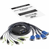 Eaton Tripp Lite Series 4-Port VGA KVM Switch with Built-In VGA, USB and 3.5 mm Audio Cables, TAA