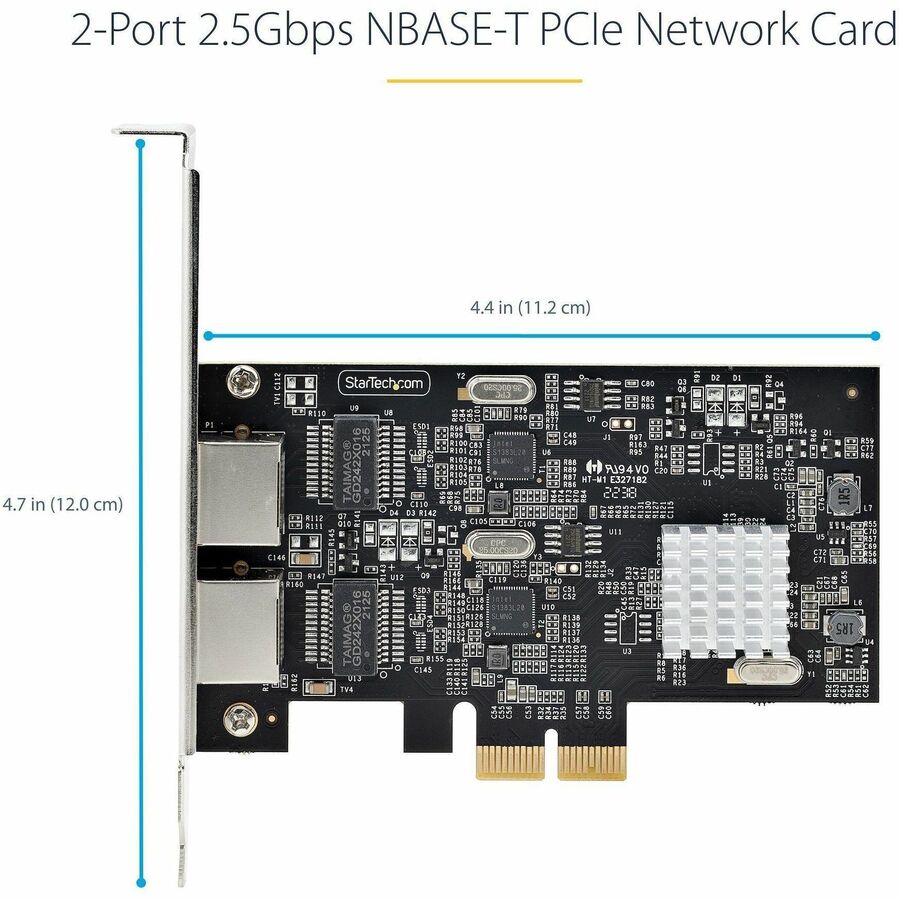 StarTech.com 2-Port 2.5G NBASE-T PCIe Network Card, Computer Network Card Interface, Intel&reg; I225-V, Dual-Port Ethernet, Multi-Gigabit NIC