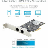 StarTech.com 2-Port 2.5G NBASE-T PCIe Network Card, Computer Network Card Interface, Intel&reg; I225-V, Dual-Port Ethernet, Multi-Gigabit NIC