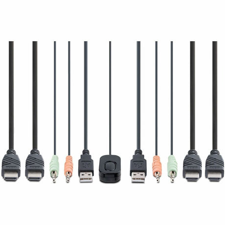 StarTech.com 2-Port Dual-Monitor HDMI Cable KVM Switch, 4K 60Hz, Compact KVM with 5ft/1.5m Integrated Host Cables, Bus Powered