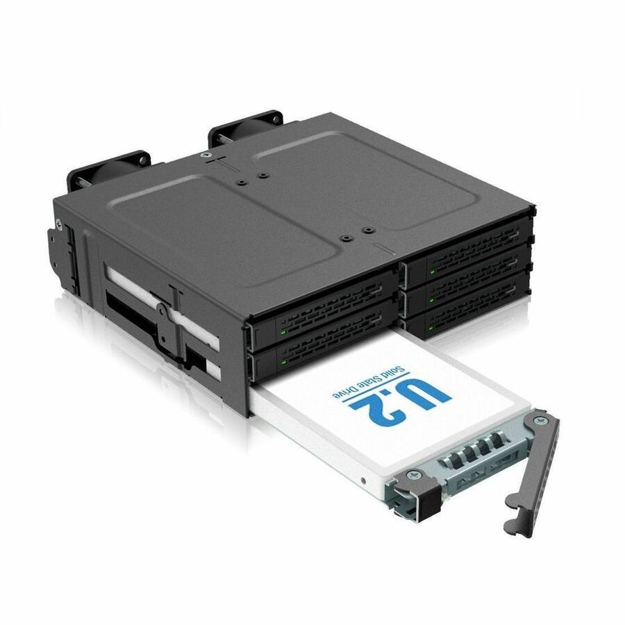 Icy Dock CP097 Drive Enclosure for 5.25" U.2, U.3, PCI Express NVMe 4.0 x4 - SFF-8654 SlimSAS Host Interface Internal - Black
