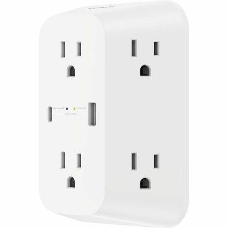 Belkin 6-Outlet Surge Protector Power Strip, Wall-Mountable with 6 AC Outlets, Overvoltage Protection, LED Indicator - USB-C Port & USB-A Port w/USB-C PD Fast Charging - 1680 Joules of Protection