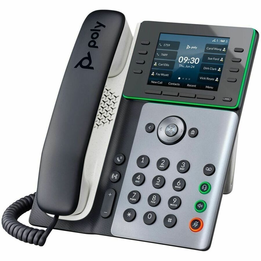 Poly Edge E500 IP Phone - Corded - Corded - Desktop - Black - TAA Compliant