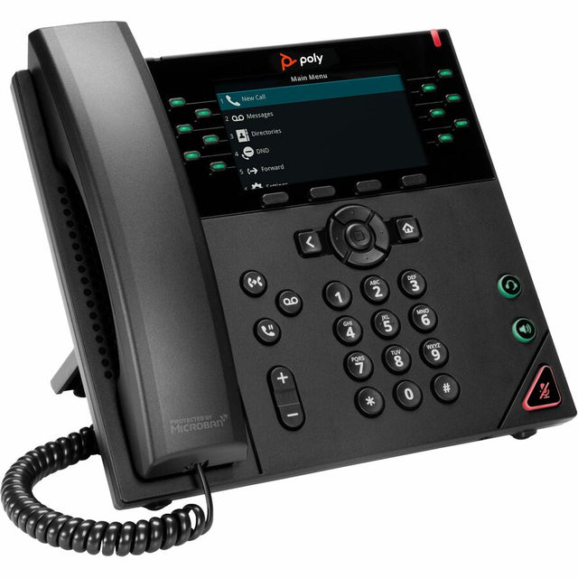 Poly VVX 450 IP Phone - Corded - Corded - Wall Mountable, Desktop - Black