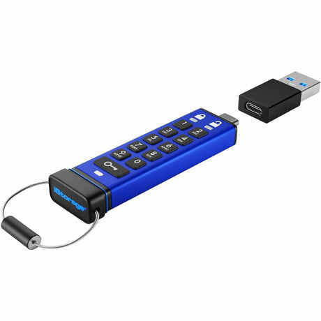 iStorage datAshur PRO+C 32GB | Secure USB Type-C Memory Stick | FIPS 140-3 Level 3 pending | PIN protected | Type C-A adapter included.
