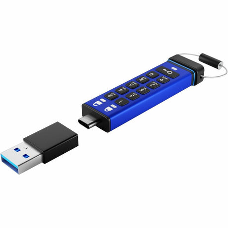 iStorage datAshur PRO+C 32GB | Secure USB Type-C Memory Stick | FIPS 140-3 Level 3 pending | PIN protected | Type C-A adapter included.