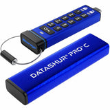iStorage datAshur PRO+C 512GB | FIPS 140-3 Level 3 Certified | Secure USB Type-C Hardware Encrypted Drive | PIN protected | Type C-A adapter included - TAA Compliant