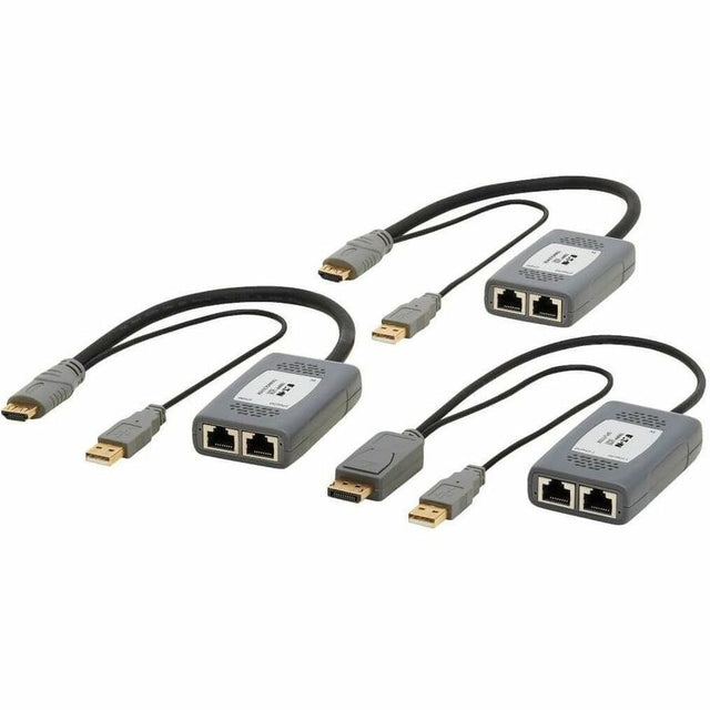 Eaton Tripp Lite Series 2-Port DisplayPort to HDMI over Cat6 Extender Kit, Pigtail Transmitter/2x Receivers, 4K 60 Hz, HDR, 4:4:4, 230 ft. (70.1 m), TAA