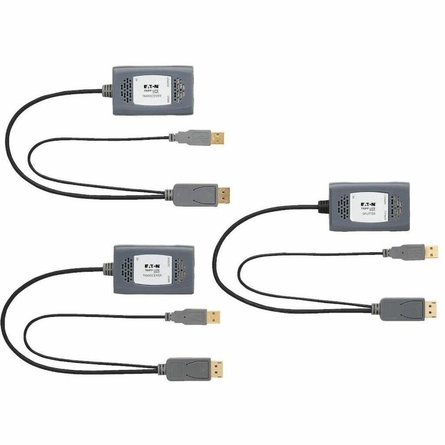 Eaton Tripp Lite Series 2-Port DisplayPort over Cat6 Extender Kit, Pigtail Transmitter/2x Receivers, 4K 60 Hz, HDR, 4:4:4, 230 ft. (70.1 m), TAA
