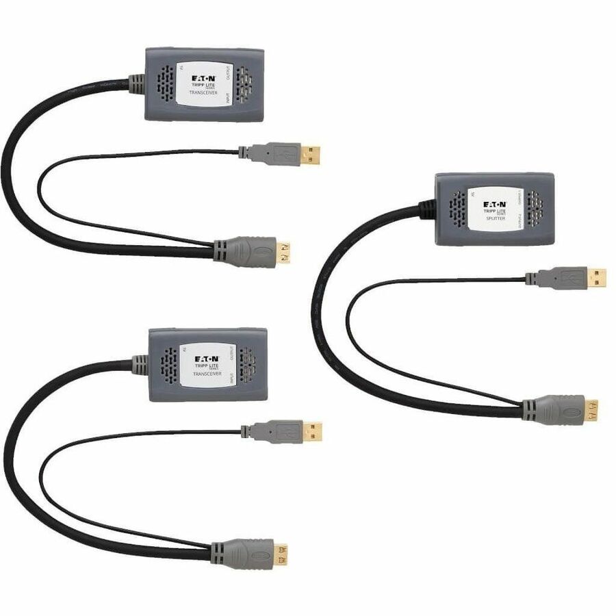 Eaton Tripp Lite Series 2-Port HDMI over Cat6 Extender Kit, Pigtail Transmitter/2x Receivers, 4K 60 Hz, HDR, 4:4:4, 230 ft. (70.1 m), TAA