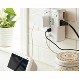 Sanus On-Wall Surge Protector - 4 Rotating Outlet Power Strip with USB ports - White